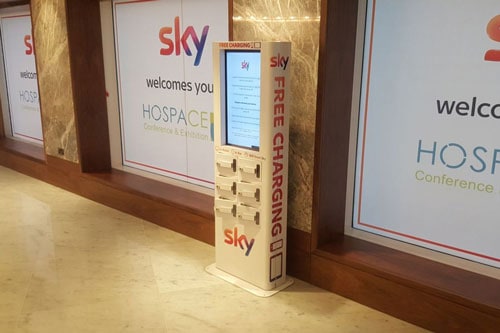 silver kiosk charging station for sky